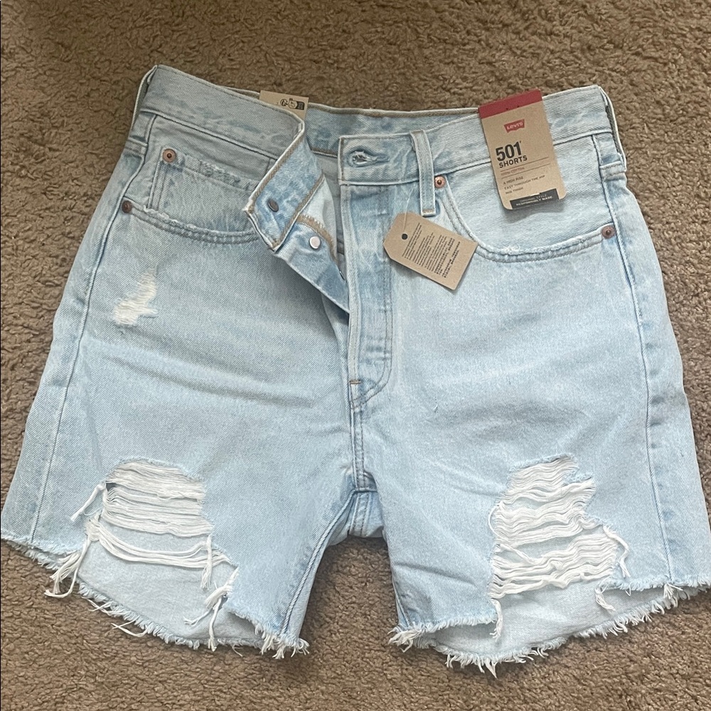 Levi's 501 Women's Light Blue Distressed Denim Shorts